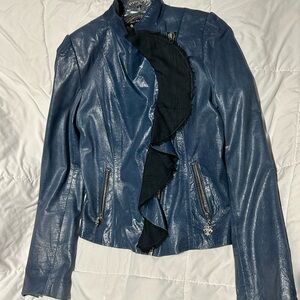 Royal underground, blue leather Moto jacket